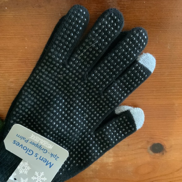 2 Pack of Men’s Gloves Thin Green Black Gripper Touchscreen Stretch OSFA Unisex - Picture 10 of 14